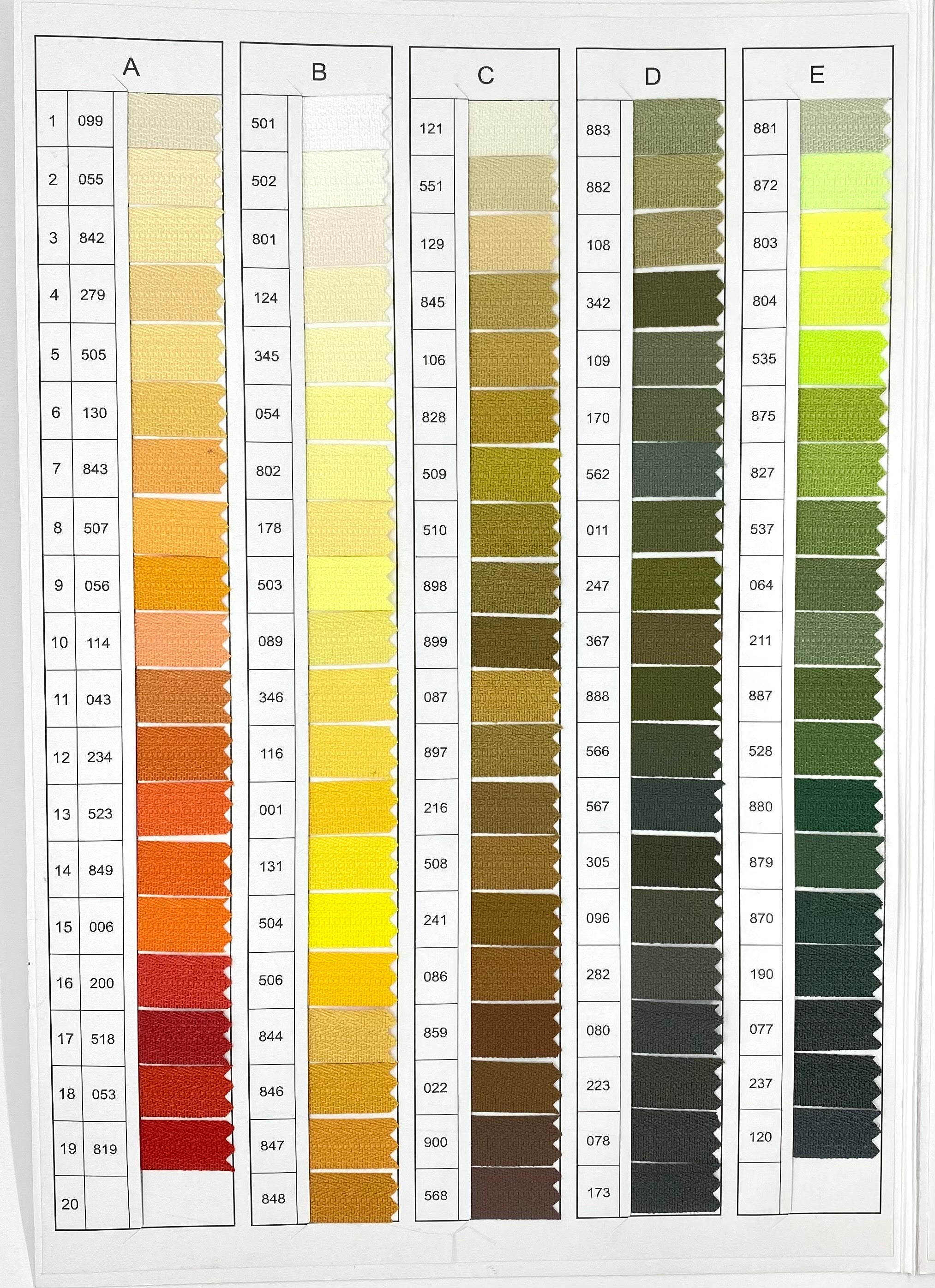 YKK® Color Card – S&J USA, Inc.